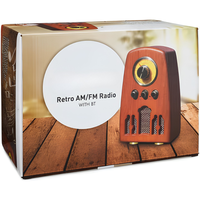 Radio AM/FM Gaya Retro dengan Bluetooth, Eksterior Kayu Ash Veneer Asli Buatan Tangan, Baterai Isi Ulang, Model VR45