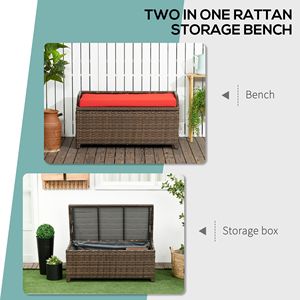 Panca Contenitore Impermeabile da Esterno in Rattan PE da 34 Galloni per Patio, Terrazza o Bordo Piscina - Product Image 4