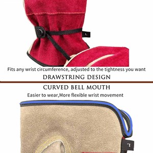Gants de sécurité industriels en cuir de chèvre avec doublure en coton polaire, résistants à la chaleur et aux étincelles, pour conducteurs - Product Image 4