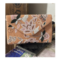 Tas Selempang Desainer Manik-Manik Buatan Tangan Gaya Busana India Wanita Bohemian Resleting Kapasitas Besar untuk Acara Malam, Belanja, dan Pesta
