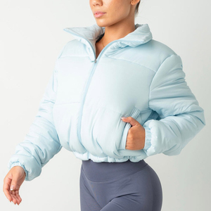 Blouson d'hiver matelassé et imperméable pour femme, coupe courte et décontractée, style bomber, en polyester/nylon, écologique - Product Image 3