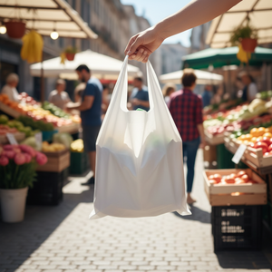 Cornstarch 100% Biodegradable & <b>Compostable</b> Carry <b>Bags</b> White Plastic Shopping <b>Bag</b> CPE PE Grocery Tote <b>Bag</b> Disposable Carry <b>Bag</b> - Product Image 3