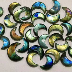 Labradorita de Alta Calidad, Cabujón Pulido Liso en Forma de Luna Creciente, Gema de Ágata con Juego de Color Fuego Azul para Tallado y Fabricación - Product Image 1