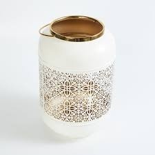 Factory Wholesale Round <b>Large</b> Metal Iron <b>Lantern</b> With Handle Bottom Design Pink Gold Finish for Home Gates Decor Candle Usage - Product Image 4