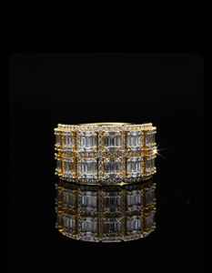 แหวนฮิปฮอปทรงสี่เหลี่ยมสีโรสโกลด์สำหรับผู้ชาย ประดับเพชรแบบ Iced Out  ทำจากเงินแท้ 925 หรือเคลือบทอง 10K 14K แหวนสไตล์สตรีทแวร์ - Product Image 2