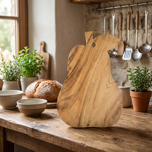 Tabla de Madera de Suar de Grado Alimenticio, Forma de Pera, Pequeña, Natural, Sin Barnizar, Bandeja para Servir, Artesanía de Bali Hecha a Mano, Utensilios de Cocina, Regalo de Madera - Product Image 4