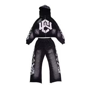 Hot Sales <b>Top</b> Trending Custom Design <b>Distressed</b> High Quality Cotton 320gsm Rhinestone Winter Pullover Hoodie Quick Dry - Product Image 1