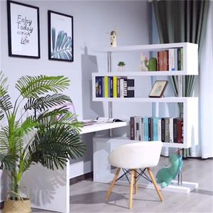 White Office Desk with Display Stand for Computer Use - Product Image 1