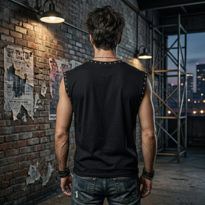 Débardeur personnalisé avec strass imprimés DTG, 100% coton jersey, tissu à séchage rapide, sans manches, style tendance, unisexe, vente en gros OEM - Product Image 3