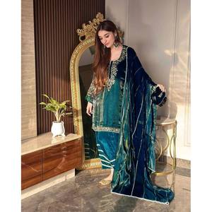 Conjunto de Ropa de Diseño Indio y Pakistaní para Fiestas, Top, Pantalón y Dupatta - Product Image 4
