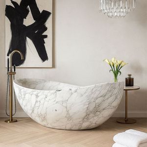 Baignoire autoportante en marbre faite à la main, écologique, pour appartement et villa - Product Image 2