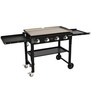 Commercial 36\" Heavy Duty Manual Flat Top Griddle Cart for Outdoor Cooking Steel Propane Gas Grill Side Shelves for <b>Camping</b> - Product Image 1