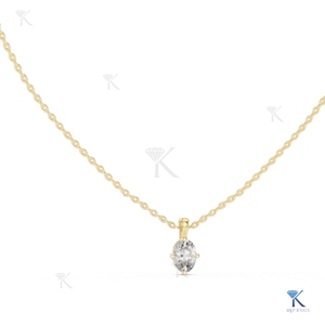 Lab Grown Diamond 0.75 CT Oval Solitaire Necklace Dainty <b>Solid</b> <b>Gold</b> Jewelry Minimalist <b>Pendant</b> 14k 18k Women's Gift Party - Product Image 6