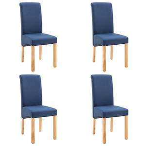 Juego de 4 Sillas de Comedor de Tela Azul y Madera, Diseño Ergonómico Mediano - Product Image 2