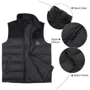 Gilet matelassé d'hiver décontracté pour homme avec fermeture éclair, sans manches, chaud, en duvet thermocollé - Product Image 2