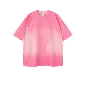 T-shirt décontracté pour homme, coupe oversize, teinture dégradée, manches courtes, col rond, 100 % coton tricoté, respirant, couleur unie bleu - Product Image 3