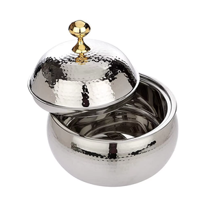 Olla de acero inoxidable para cocinar, utensilios de cocina artesanales de la India, cacerola con asa - Product Image 3