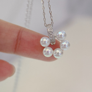 Exquisito Collar de Perlas de Agua Dulce de 4.5-5 mm con Colgante de Donut de Plata Pura, Diseño de Hebilla Versátil y Moderno - Product Image 3