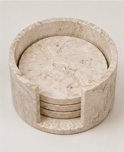 Luxury Natural Marble <b>Coaster</b> Set with Holder Handmade Round <b>Drink</b> <b>Coasters</b> Table Protection Home Decor Gift - Product Image 4