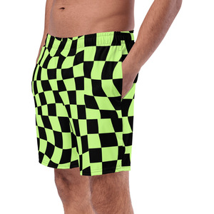 Custom <b>Men's</b> Neon <b>Green</b> Black Checkerboard Basketball <b>Shorts</b> Graphic Mesh Athletic <b>Shorts</b> - Product Image 2