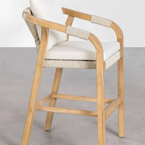 Silla de Bar Contemporánea para Conjunto de Muebles de Restaurante, Altura Ajustable, con Estructura de Madera de Teca - Product Image 2