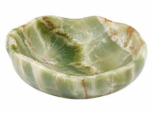 Natural Green Onyx Organic Freeform Handmade Wavy Edge Modern Feng Shui Decorative Marble <b>Bowl</b> Wholesale - Product Image 1