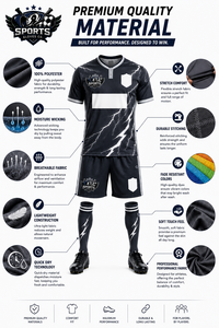 Uniforme de Fútbol Personalizado en Oferta, Diseño Gris con Rayo, Cuello en V, Mangas Cortas, Transpirable y de Secado Rápido, Calidad Premium - Product Image 3