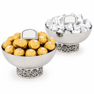 Silver Chocolate Bowl With Stand Premium Assorted Gourmet <b>Truffle</b> Platter High-End Stainless Steel Candy Serving Dish For Sale - Product Image 3