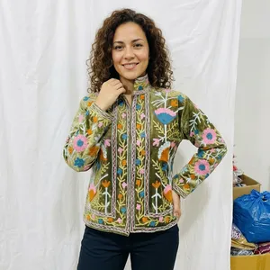 Sujani Eco-Friendly Vintage Floral <b>Pattern</b> Velvet Cotton <b>Jacket</b> Ladies Custom Logo <b>Quilted</b> Bomber Varsity Style Autumn Coat - Product Image 3