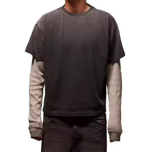 T-shirt en coton double couche de qualité supérieure pour homme avec impression de logo personnalisé |   Tissu lourd |   Fabricant en gros OEM et ODM - Product Image 3