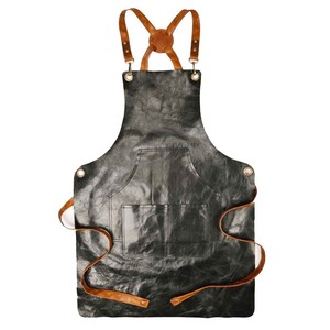 Combinaison de travail unisexe en cuir véritable rouge, résistante à l'abrasion, avec poches multifonctionnelles, bretelles réglables, détection des aiguilles, sans coutures - Product Image 5