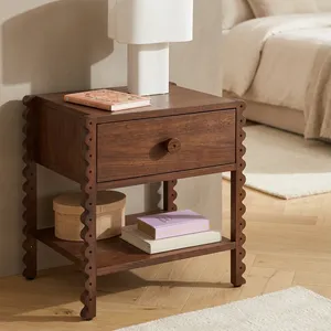 Modern Wooden Side <b>Table</b> with Single Drawer and Open Shelf for Bedroom <b>Storage</b> Wooden Side <b>Table</b> - Product Image 1