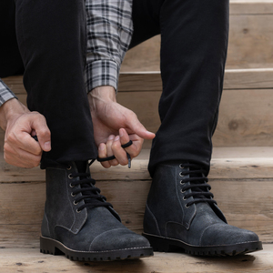Bottes Formelles de Haute Qualité pour Hommes, en Daim Gris Élégant, en Cuir Véritable, Semelle en Caoutchouc Antidérapante avec Talon, Vente en Gros OEM - Product Image 6
