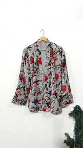 Robe Kimono Longue à Col en V en Coton Imprimé Floral, Séchage Rapide, Manches Longues, Faite à la Main, pour Demoiselle d'honneur ou Tenue de Plage - Product Image 3