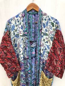 ชุดเดรสวินเทจสไตล์ลำลอง ผ้าไหมแท้ 100% คิโมโน ดีไซน์คอวี แขนยาว ชุดนอนสุดพิเศษ ชุดลำลอง ชุดคลุมบิกินี่ - Product Image 6