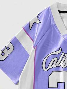 Camiseta de Fútbol Americano Oversize Azul Cielo 2026 para Hombre, Transpirable, de Poliéster, Estilo Urbano, Deportiva, Retro Vintage - Product Image 6