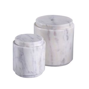 Hot selling white marble <b>small</b> storage jar with lid compact decorative <b>container</b> luxury bathroom vanity organize premium natural - Product Image 5