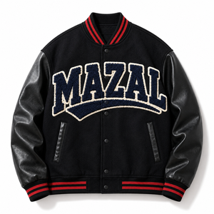Blouson universitaire personnalisé en polyester satiné avec broderie en relief pour les détaillants de vêtements, production en gros, streetwear, livraisons en vrac - Product Image 3