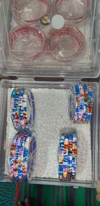 Handcrafted Lampwork Glass <b>Bangle</b> 4 Piece Set Colorful Moon Shape Traditional Ethnic <b>Bangles</b> for Women Wedding Jewelry Wholesale - Product Image 2