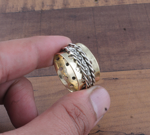 Gold Plated 925 Sterling Silver <b>Spinner</b> <b>Ring</b> Wholesale Fidget <b>Ring</b> for Anxiety Meditation <b>Spinner</b> Band Jewelry Manufacturer - Product Image 4