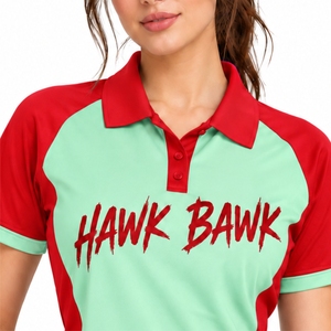 <b>Women</b> Premium <b>Polo</b> T Shirt Cotton Pique <b>Polo</b> Shirt Short Sleeve Embroidered Letter Front Casual Collared <b>Top</b> with Hawk Bawk Text - Product Image 4