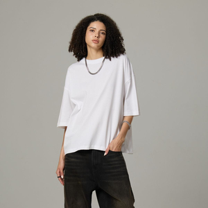 Wholesale High Quality Polyester/Cotton 180gsm Canvas <b>V</b>-neck Short Sleeve Regular <b>Fit</b> Boxy Unisex T-shirt Casual Men Digital - Product Image 3