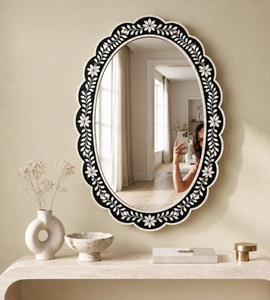 Espejo de Pared con Incrustaciones de Hueso Hecho a Mano, Diseño Moderno y Ecológico, Alta Calidad para Decoración del Hogar - Product Image 1