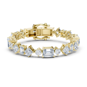 Lord Krishna 9Kt Yellow Gold Emerald Cut Diamond <b>Bracelet</b> 24 Stones 20.07Ct IGI Certified Luxury Bridal Wedding Statement - Product Image 1
