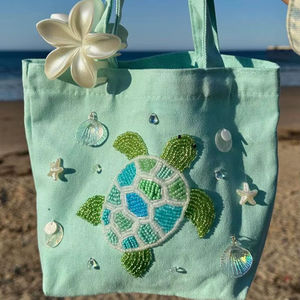 Sac fourre-tout en toile de coton brodé, sac à bandoulière tendance, sac de courses réutilisable, sac de plage, sac de voyage, sac de courses - Product Image 3
