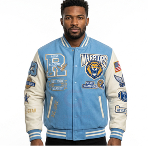 Chaqueta Varsity Vintage para Hombre, Fabricada con Materiales Ecológicos, Transpirable, con Cierre, para Invierno, Estilo Urbano, Bordada con Contraste de Color - Product Image 2