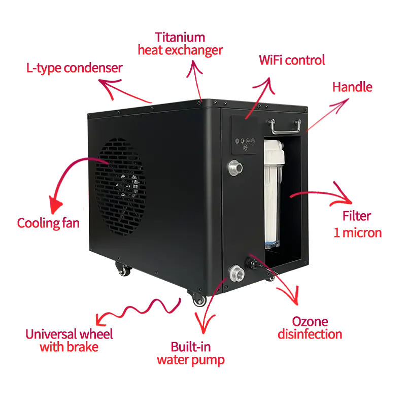 1HP водяной насос, озоновый фильтр, охладитель для холодной ванны, спортивный водяной охладитель для ледяной ванны