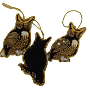 Adornos de Lujo para Árbol de Navidad, Adornos Colgantes de Navidad, Adorno de Búho Orejudo Bordado a Mano, Bola de Navidad, Adornos para Árbol - Product Image 1