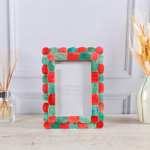 Handmade Red and <b>White</b> Bone Mosaic <b>Picture</b> <b>Frame</b> Luxury Artisan Photo Holder - Product Image 4