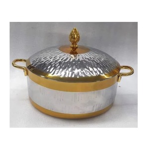 Glamorous Stainless Steel Casserole Pot With Lid Polished Gold Trim Classic Design Durable Metal Construction - Product Image 4